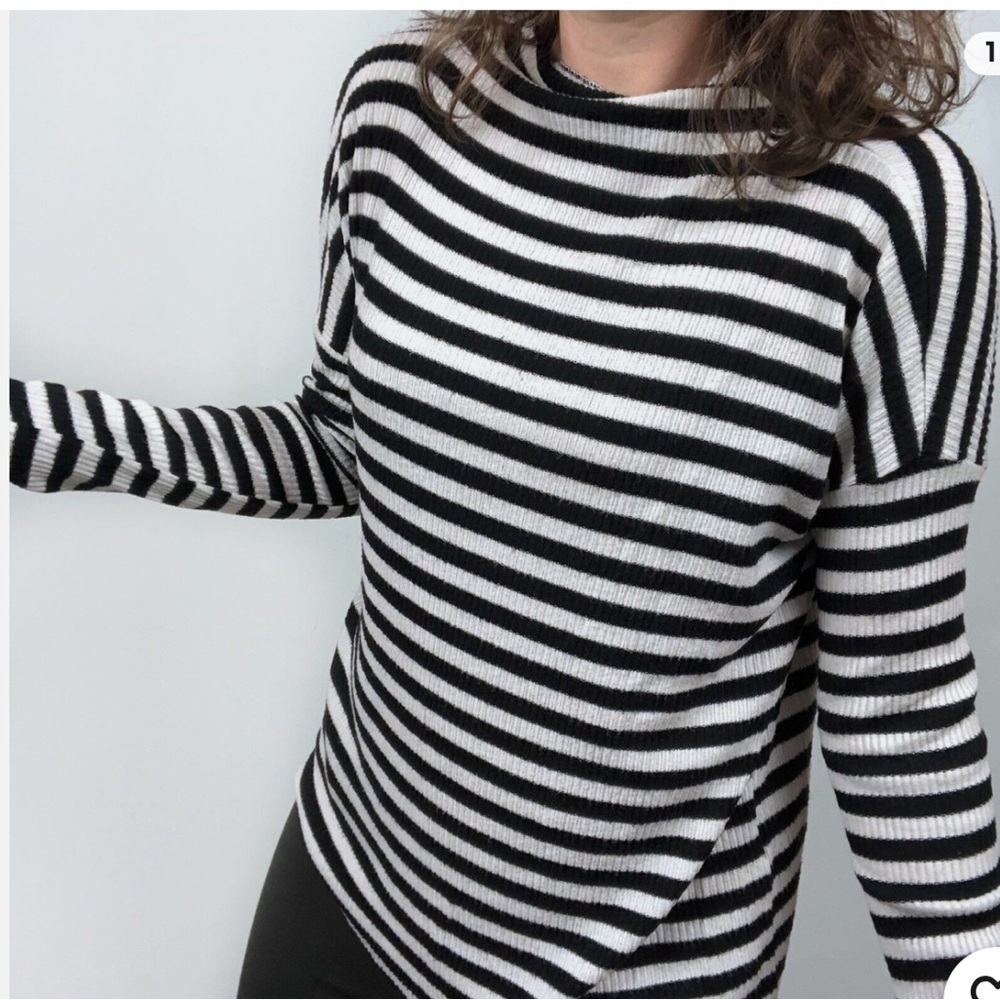 Lucky Brand Black and White Striped Kids Sweater